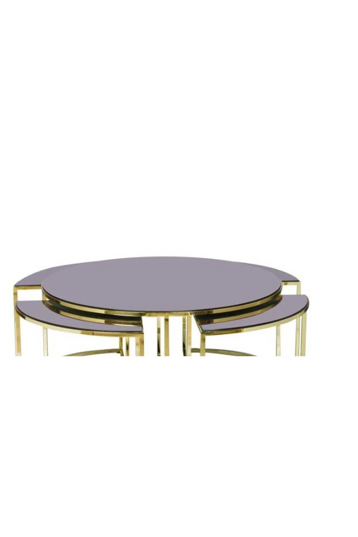 Brc YONCA 17547 Zigon-Orta Sehpa Düz Siyah Temper Cam Metal Çelik Gold Kaplama El Yapım - Görsel 4
