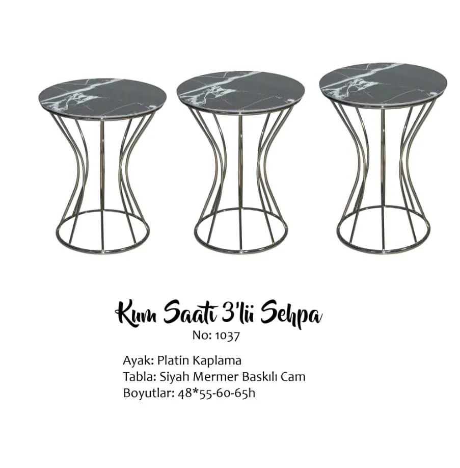 Brc Zigoın 13389 KUM SAATİ Model SİYAH MERMER Metal PLATİN Renk K