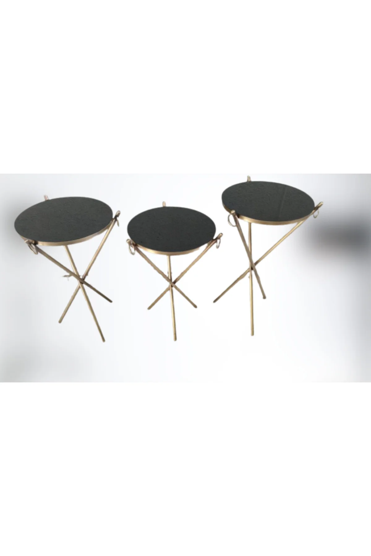 Brc zigon 13246 Küpe Sehpa Metal Bakır Eskitme Gold renk ayak Kırılmaz cam tabla - Görsel 4