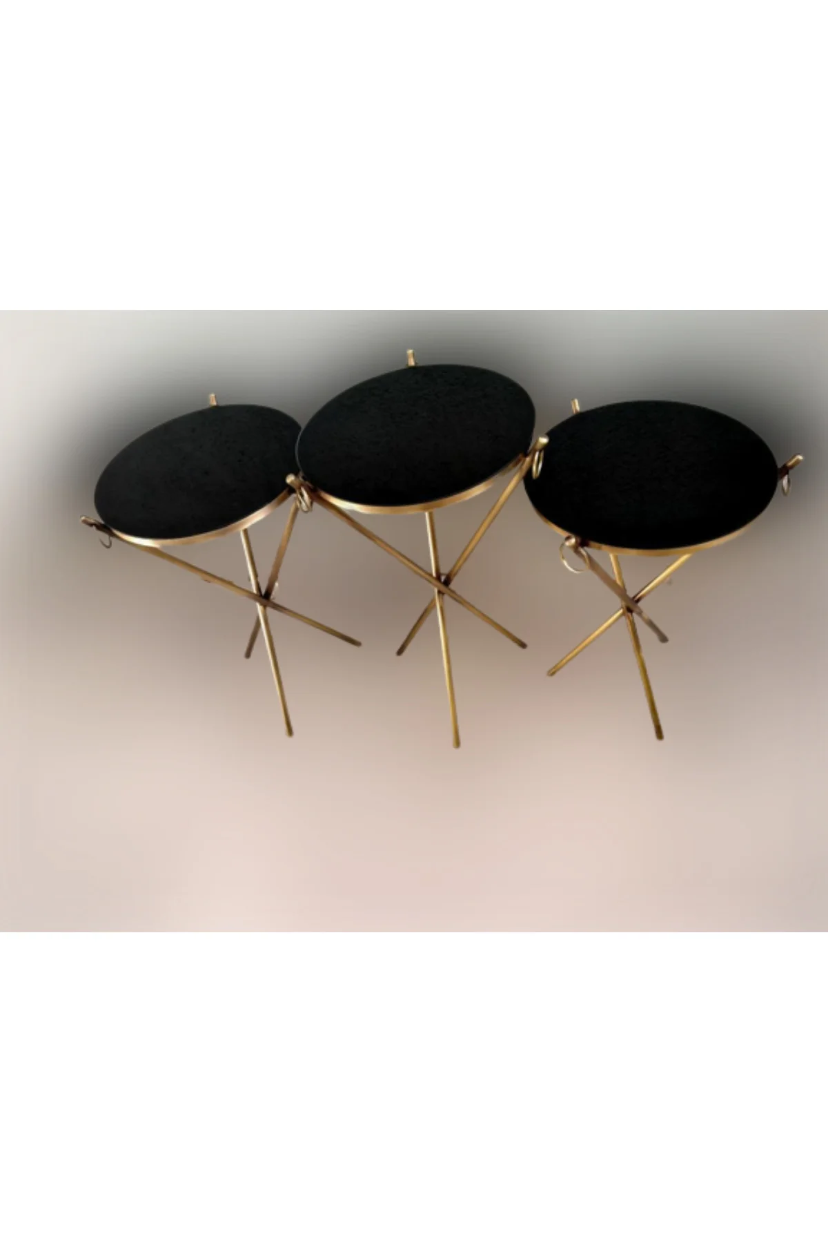 Brc zigon 13246 Küpe Sehpa Metal Bakır Eskitme Gold renk ayak Kırılmaz cam tabla - Görsel 6
