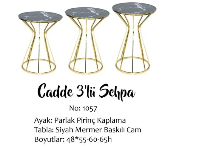 Brc Zigon 13387 Cadde Model Metal Gold renk kaplama Siyah mermer 