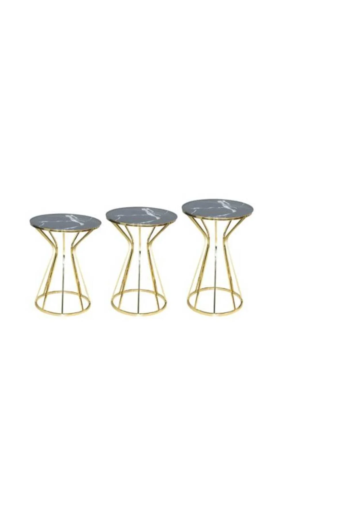 Brc Zigon 13387 Cadde Model Metal Gold renk kaplama Siyah mermer Temper cam - Görsel 2