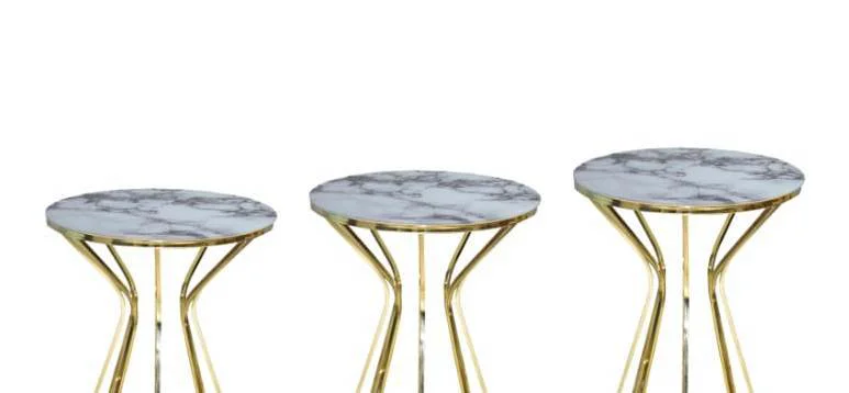 Brc Zigon 13388 Cadde Model Beyaz Mermer Metal gold Renk Kaplam K