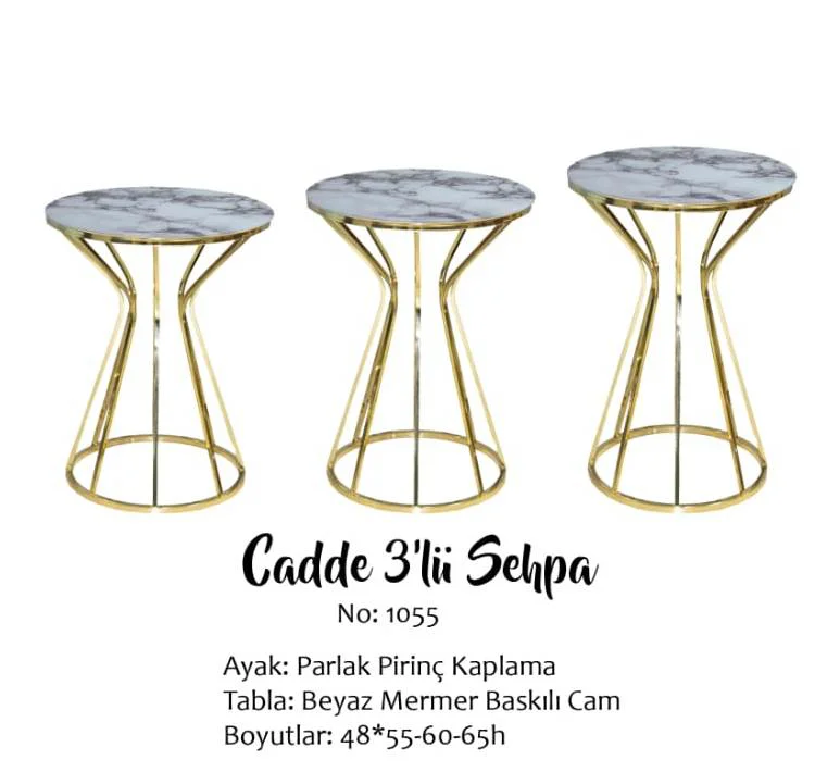 Brc Zigon 13388 Cadde Model Beyaz Mermer Metal gold Renk Kaplam K