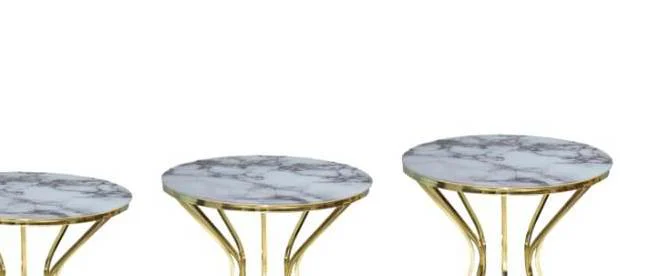 Brc Zigon 13388 Cadde Model Beyaz Mermer Metal gold Renk Kaplam K