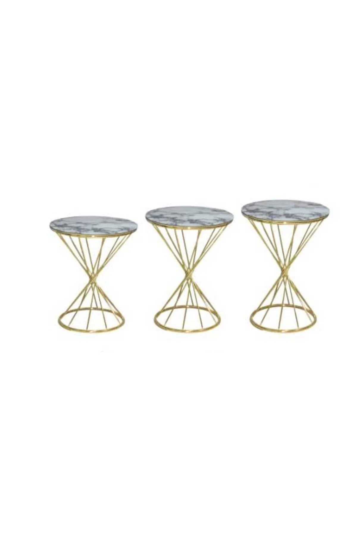 Brc Zigon 13410 RİVOLİ Beyaz Mermer Renk tabla Metal Gold Kaplama Ayak El Yapım - Görsel 2