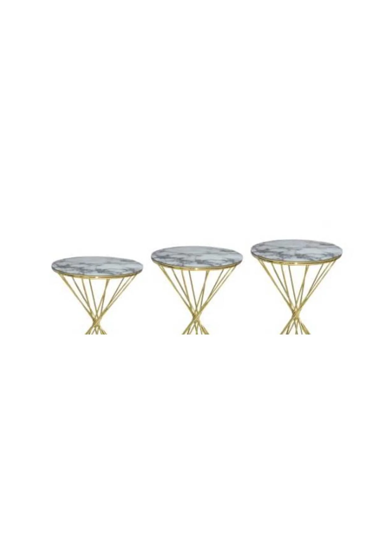Brc Zigon 13410 RİVOLİ Beyaz Mermer Renk tabla Metal Gold Kaplama Ayak El Yapım - Görsel 3