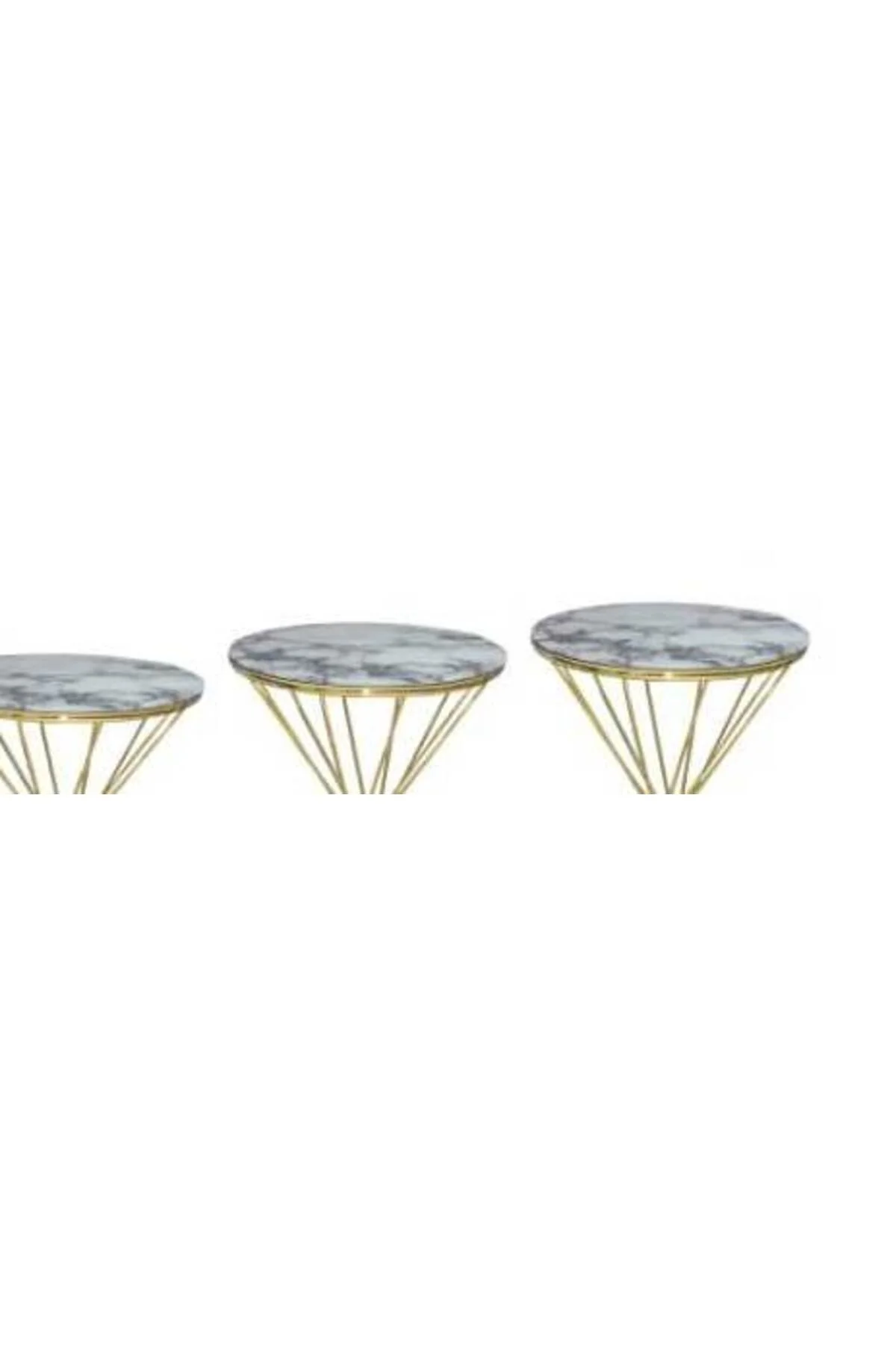 Brc Zigon 13410 RİVOLİ Beyaz Mermer Renk tabla Metal Gold Kaplama Ayak El Yapım - Görsel 4