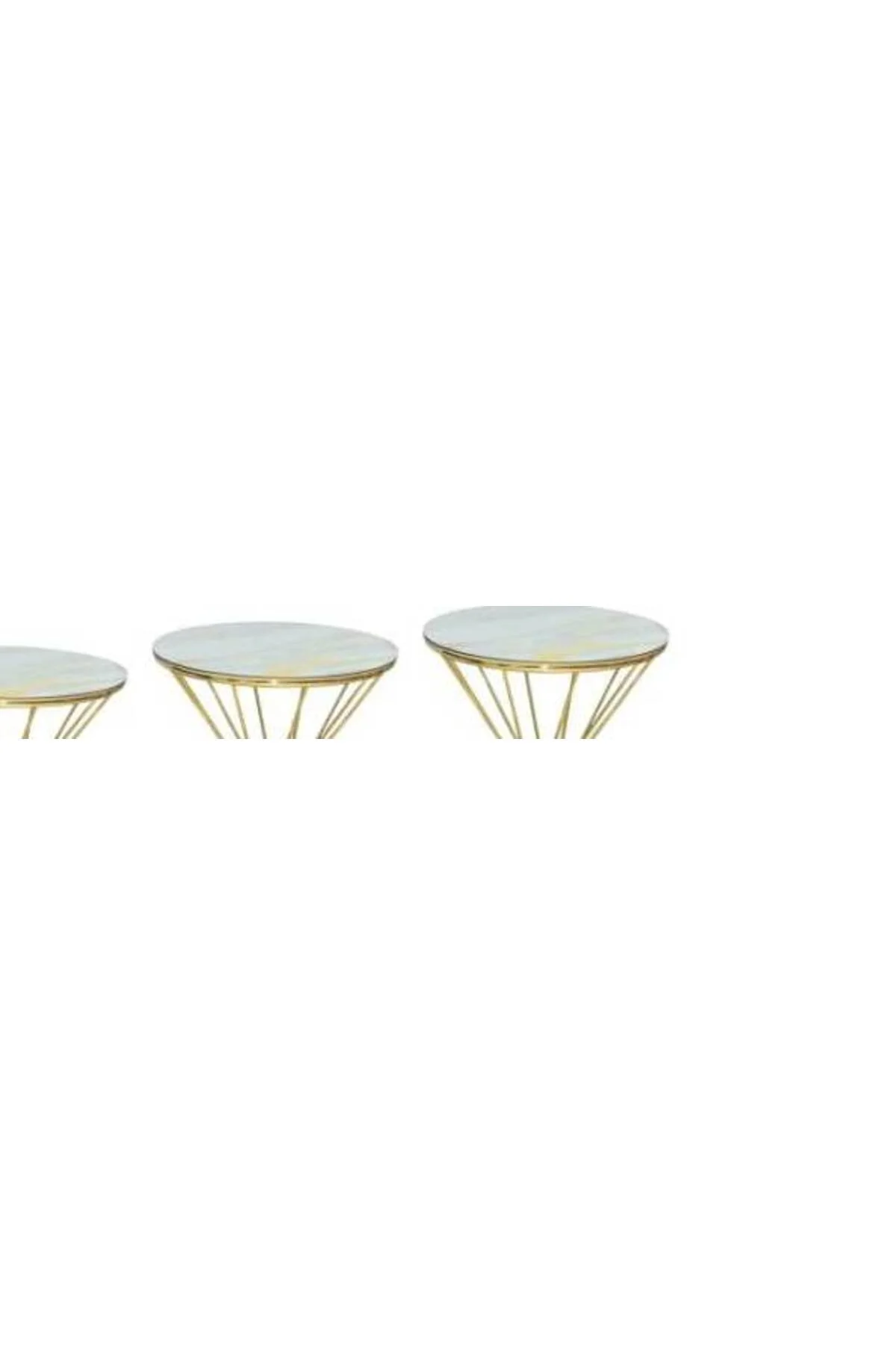 Brc Zigon 13411 Rivoli Model Beyaz Mermer desen Metal Gold Kaplama Ayak El Yapım - Görsel 2