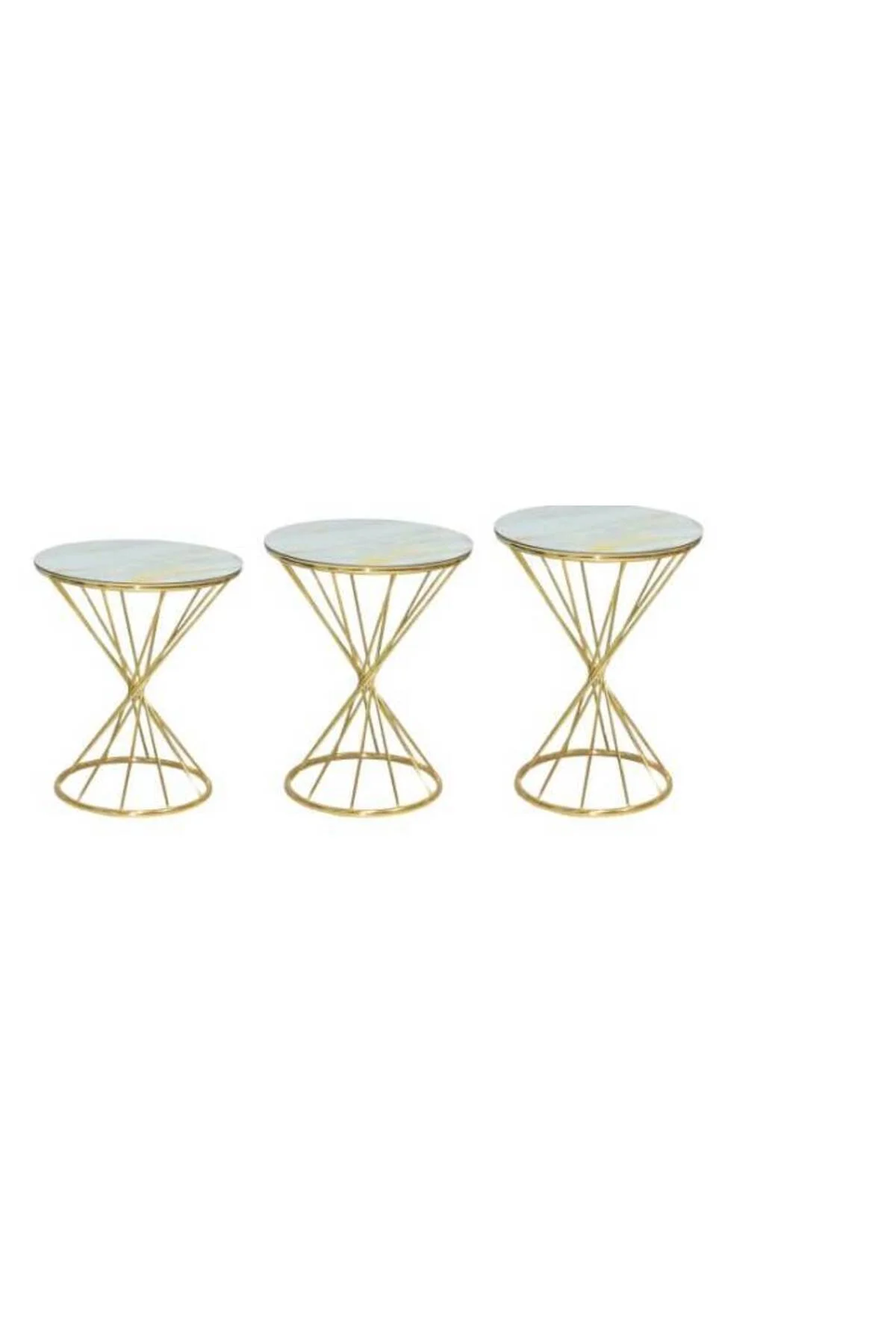 Brc Zigon 13411 Rivoli Model Beyaz Mermer desen Metal Gold Kaplama Ayak El Yapım - Görsel 4