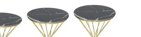 Brc Zigon 13413 Rivoli Model Sehpa  Düz Siyah Metal parlak Gold A