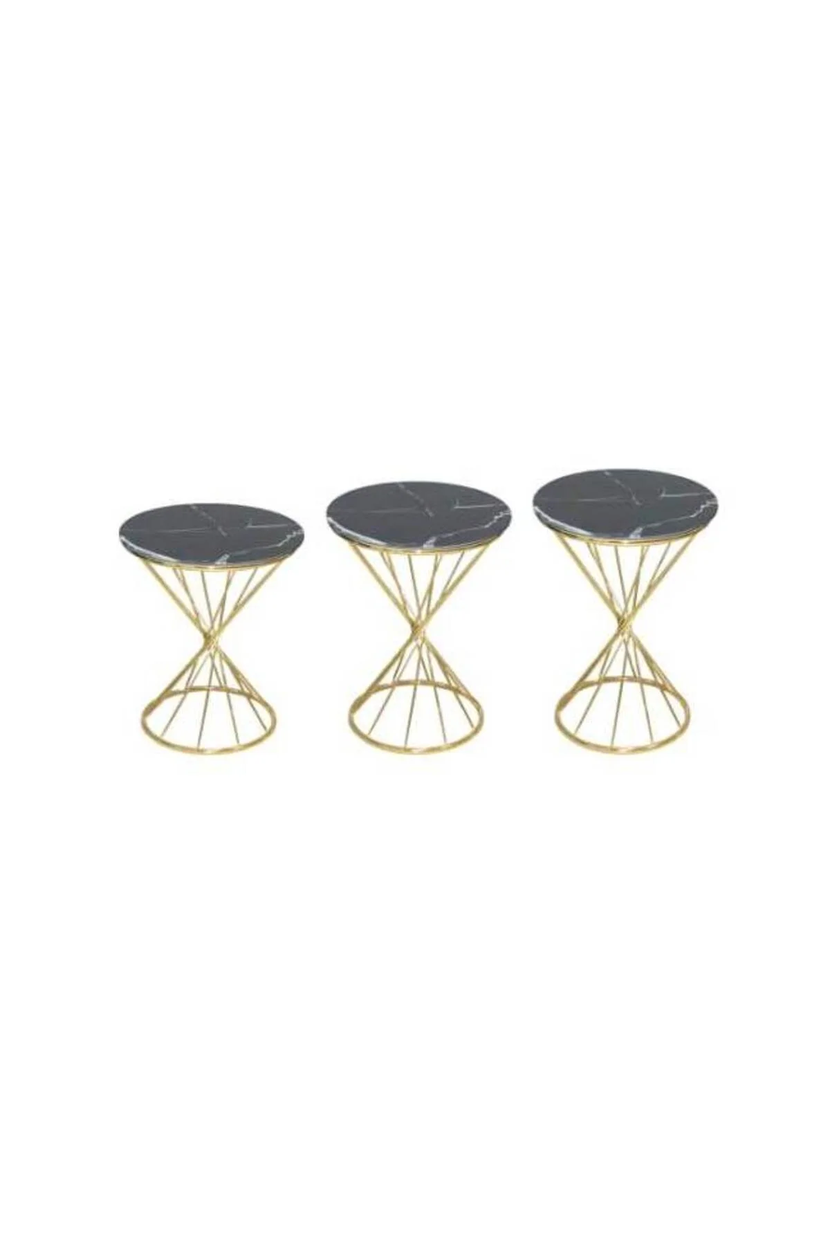 Brc Zigon 13413 Rivoli Model Sehpa Düz Siyah Metal parlak Gold Ayak El Yapım - Görsel 2