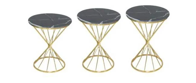 Brc Zigon 13413 Rivoli Model Sehpa  Düz Siyah Metal parlak Gold A