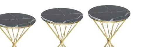 Brc Zigon 13413 Rivoli Model Sehpa  Düz Siyah Metal parlak Gold A