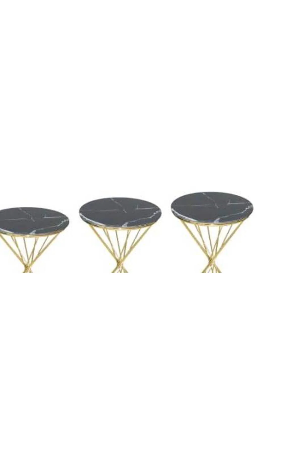 Brc Zigon 13413 Rivoli Model Sehpa Düz Siyah Metal parlak Gold Ayak El Yapım - Görsel 3