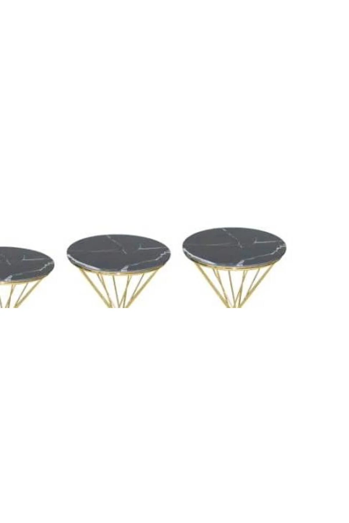 Brc Zigon 13413 Rivoli Model Sehpa Düz Siyah Metal parlak Gold Ayak El Yapım - Görsel 4