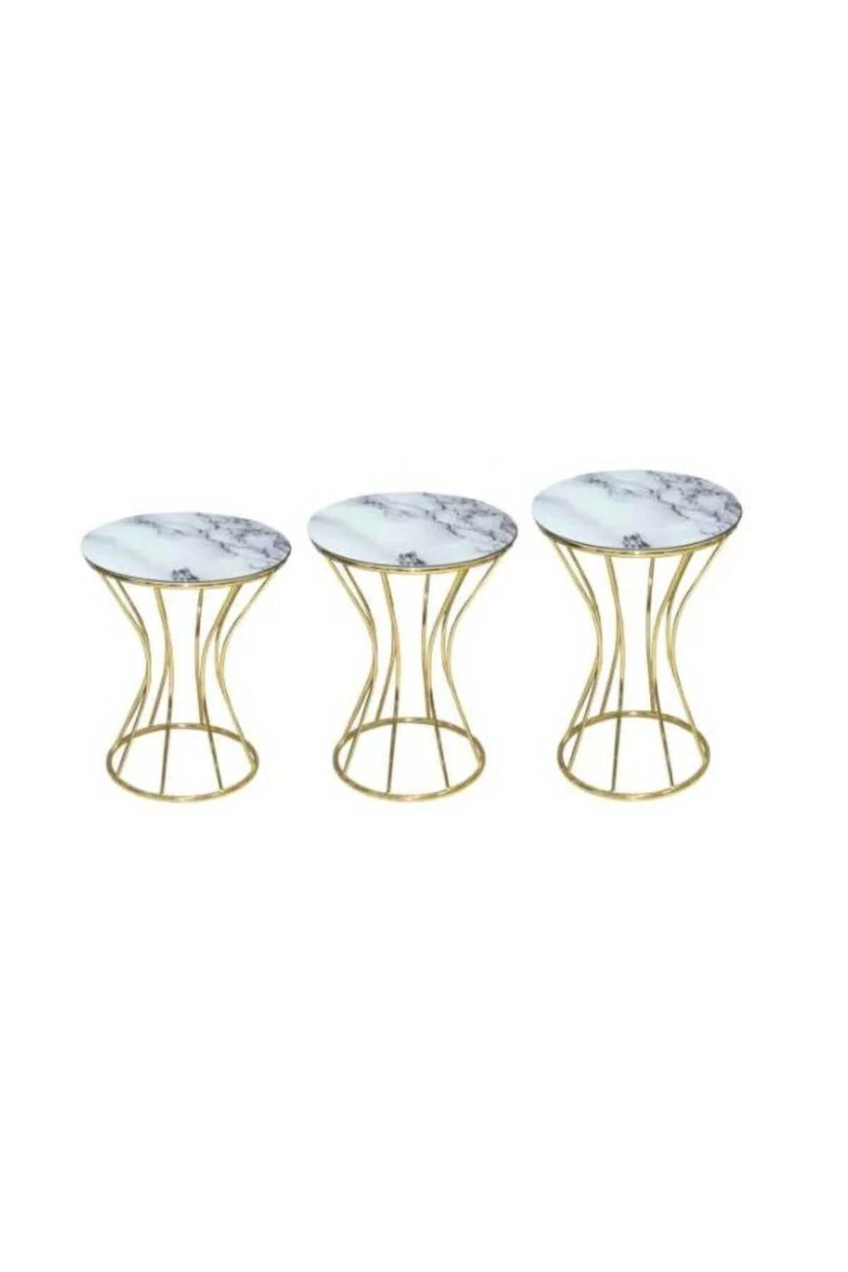 Brc Zigon 13889 KUM SAATİ Beyaz Mermer cam tabla Metal GOLD Renk Kaplama El Yapım - Görsel 3