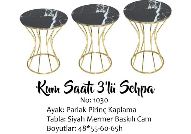 Brc Zigon 13890 KUM SAATİ Model Siyah Mermer TEMPER cam Metal GOL