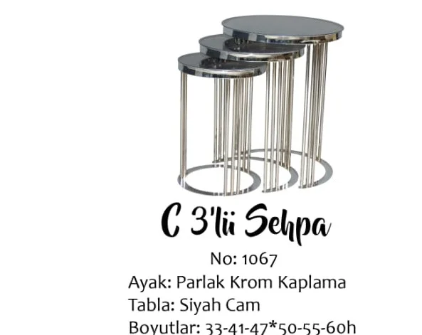Brc Zigon 14062 C Model 3lü Siyah TEMPER cam Metal transmisyon Kr