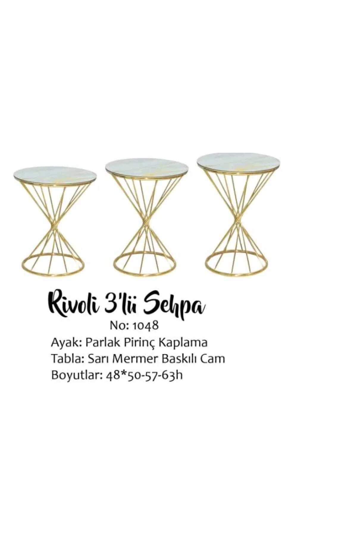 Brc Zigon 17514 RİVOLİ model Beyaz mermer Temper cam Metal Gold kaplama El Yapım - Görsel 3