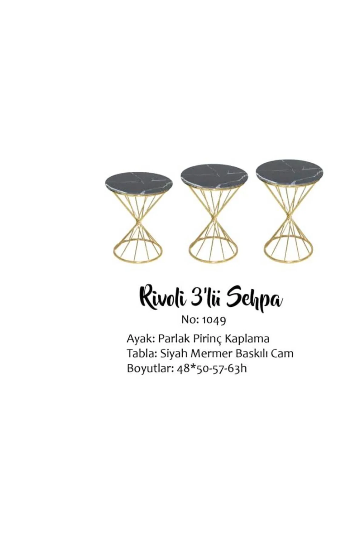 Brc Zigon 17515 RİVOLİ Siyah mermer Kırılmaz cam Metal Gold renk kaplam El Yapım - Görsel 3