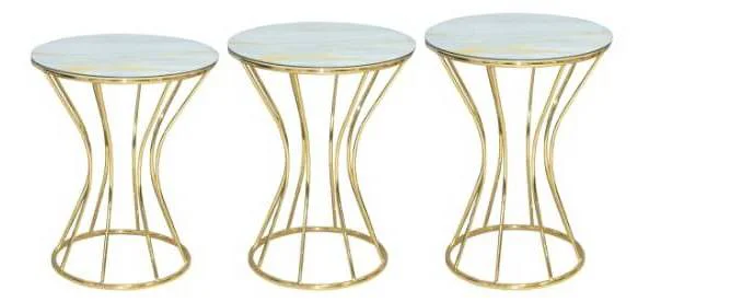 Brc Zigon Kumsaat 13398 Model sehpa Mermer Desen Metal GOLD Renk 