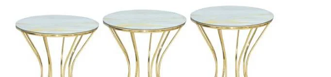 Brc Zigon Kumsaat 13398 Model sehpa Mermer Desen Metal GOLD Renk 