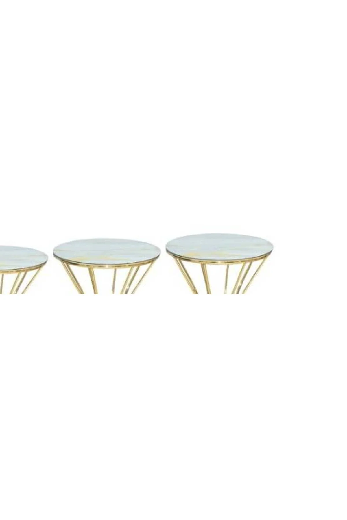 Brc Zigon Kumsaat 13398 Model sehpa Mermer Desen Metal GOLD Renk Kaplama El Yapım - Görsel 3