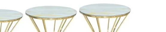 Brc Zigon Kumsaat 13398 Model sehpa Mermer Desen Metal GOLD Renk 