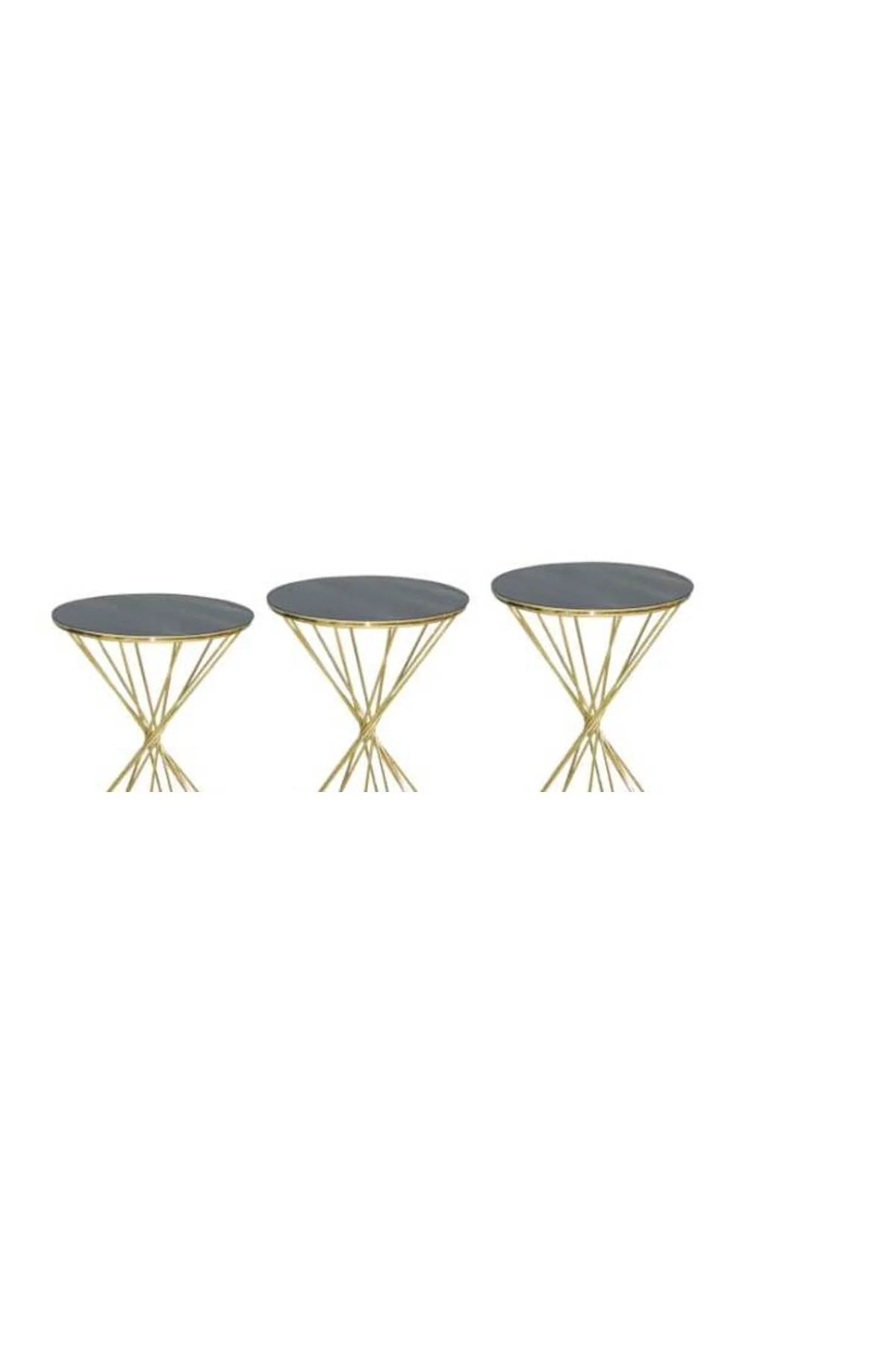Brc Zigon Sehpa 13412 RİVOLİ Model Siyah Cam tabla Gold Parlak Ayak El Yapım - Görsel 4