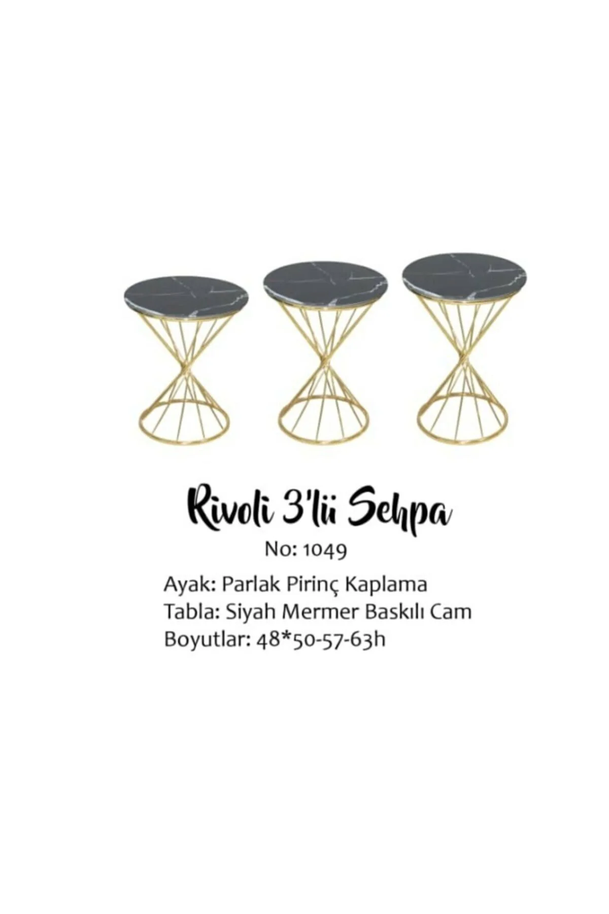 Brc18512 RİVOLİ Zigon Model Metal Gold Renk Siyah mermer temper T