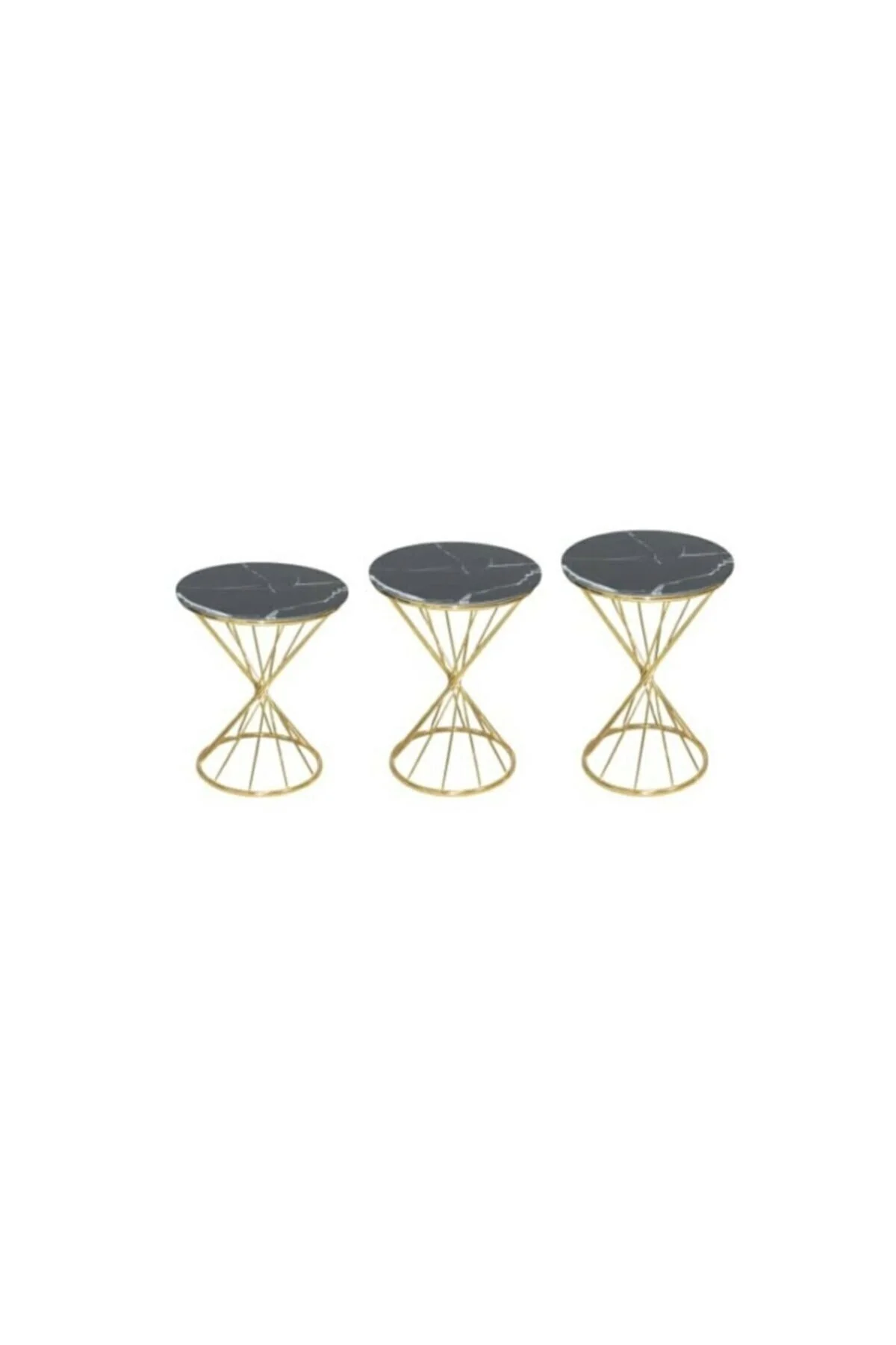 Brc18512 RİVOLİ Zigon Model Metal Gold Renk Siyah mermer temper Tabla Cam El Yapı - Görsel 3