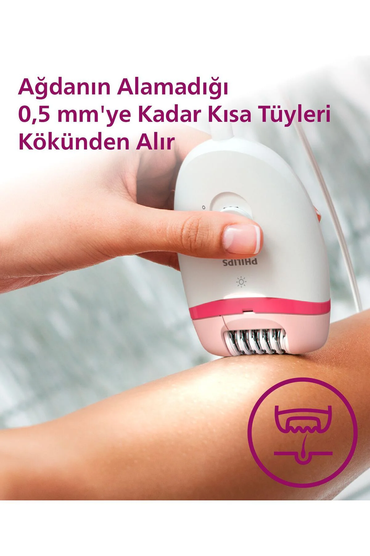 BRE255/05 Kablolu Epilatör,Bacak İçin Kullanım,Işık Özellikli,3 Ek Parçalı,2 Hız Ayarı