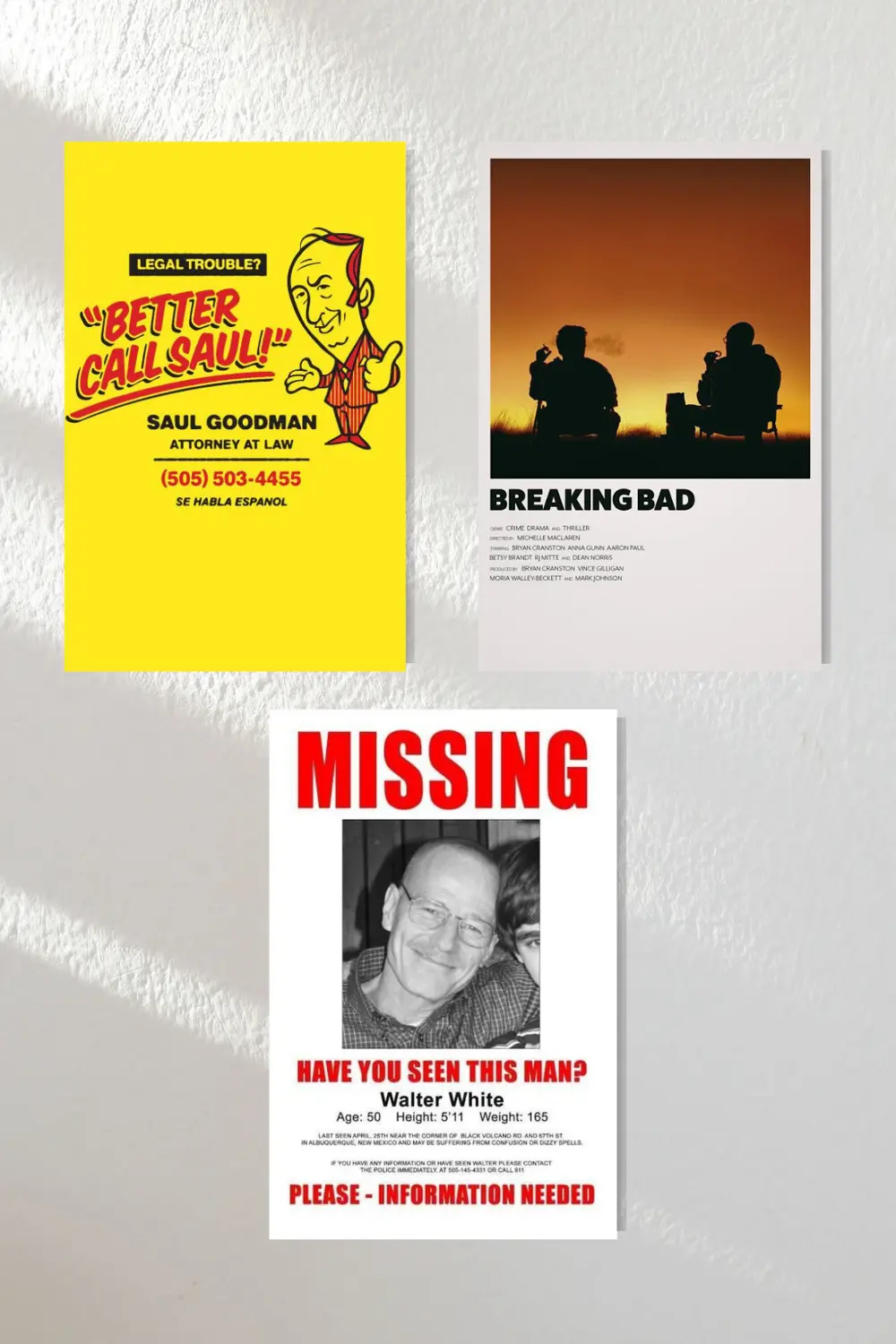 "Breaking Bad" Ahşap Poster Üçlü Set 20*30 cm