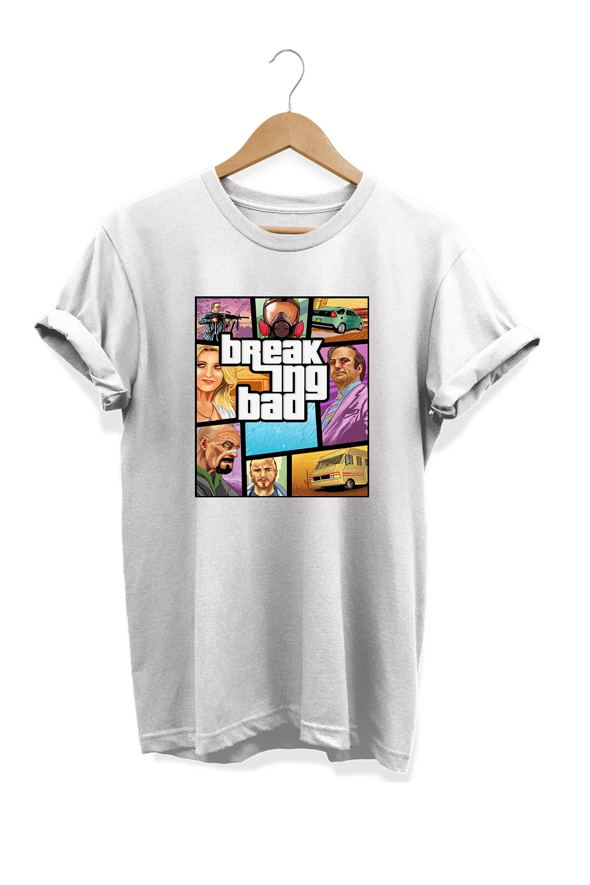 Breaking Bad Gta Baskılı %100 Pamuk Büyük Beden Tişört