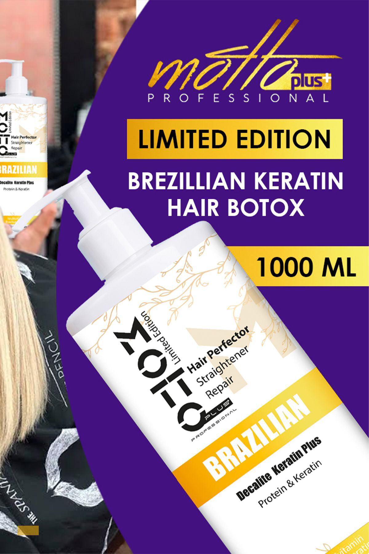 Motto Plus Professional Brezilya Fönü Keratin Ve Saç Botox Bakımı 1000 Ml ( Kuaför Boy )