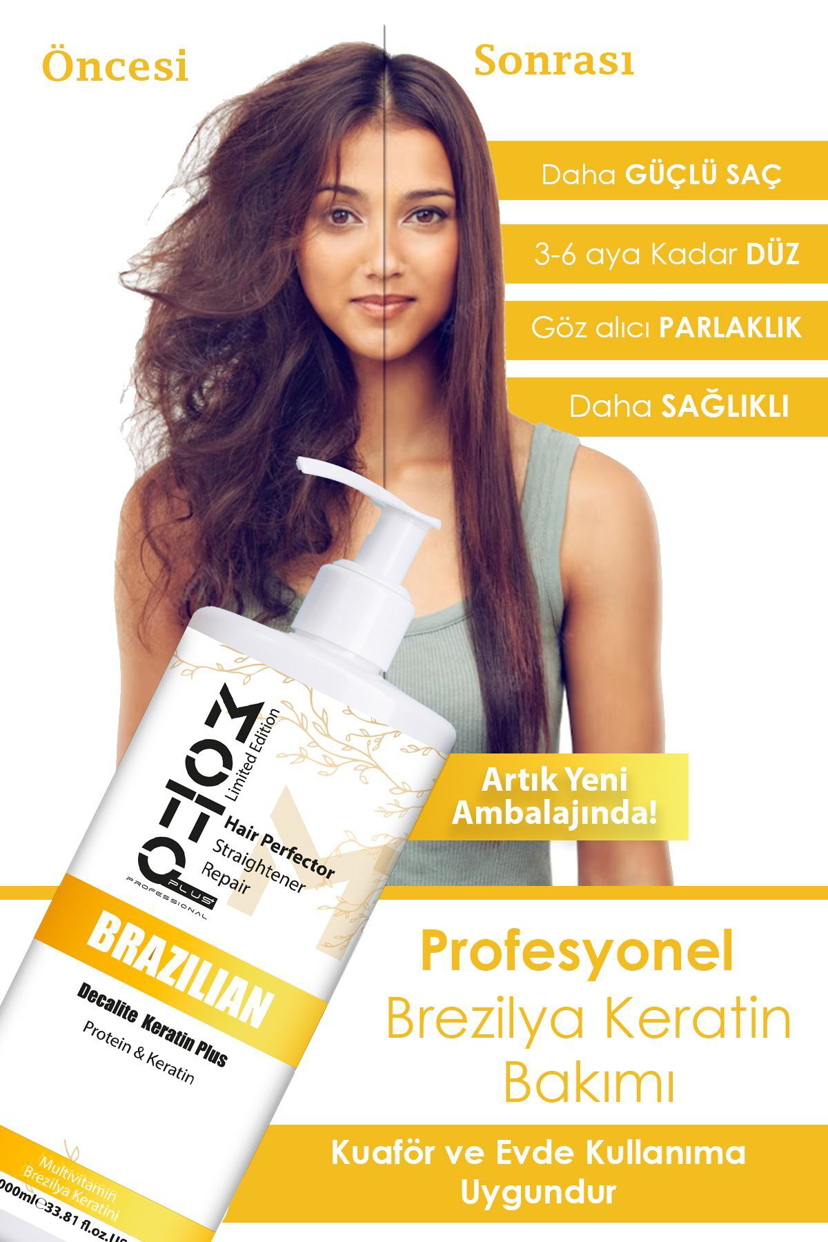 Motto Plus Professional Brezilya Fönü Keratin Ve Saç Botox Bakımı 1000 Ml ( Kuaför Boy )