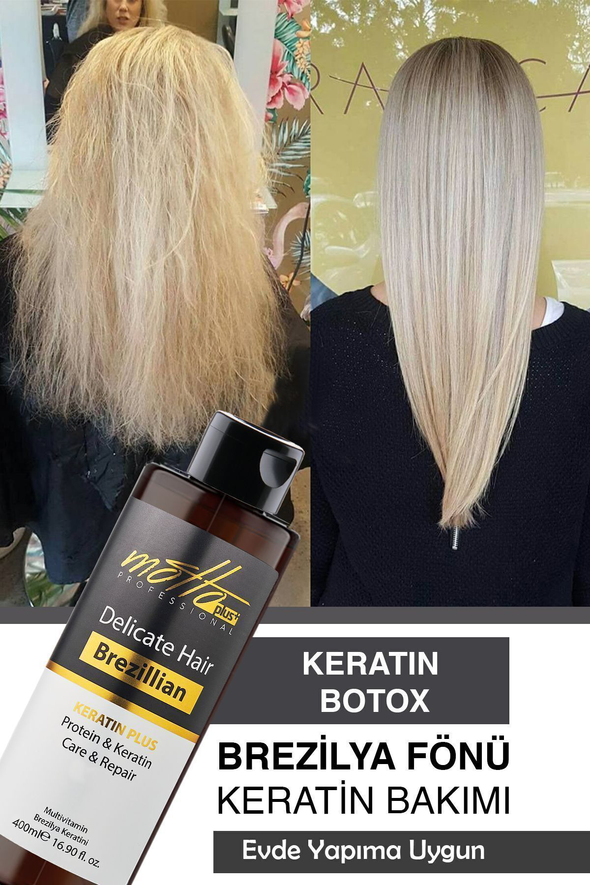 Motto Plus Professional Brezilya Fönü Saç Düzleştirici Keratin Botox Bakımı 400 Ml