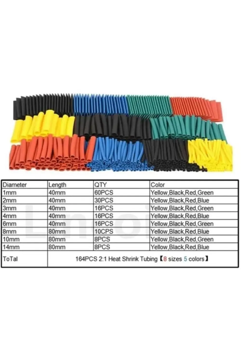 BRFShop 164 Parça Renkli Isıyla Daralan Makaron Seti Shrink Boru