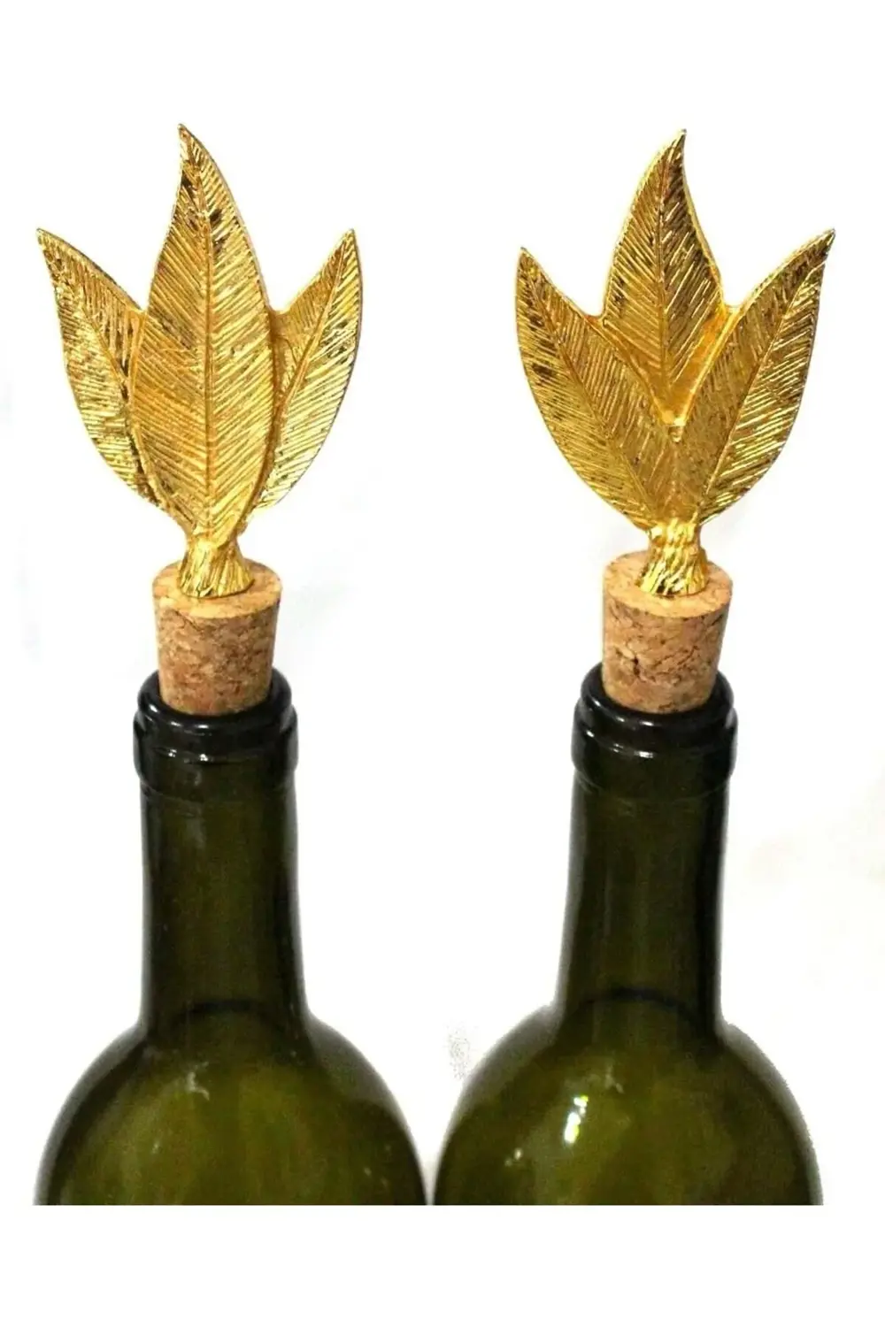 BRFShop Altın 3 Yaprak Figürlü 2 Adet Mantar Tıpa - Şarap Yağdanl