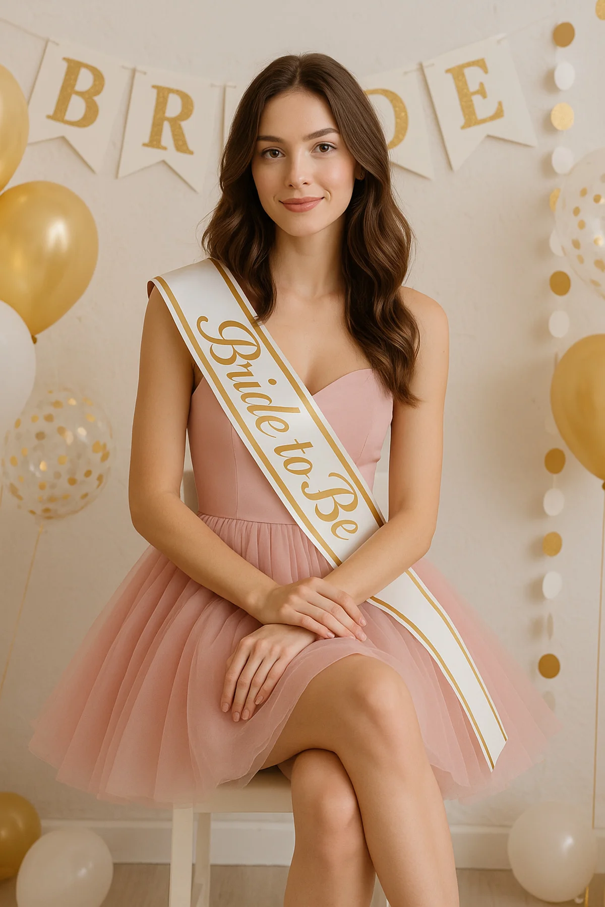 Bride to Be Kuşak Gelin Aksesuarı - Altın Yazılı Bekarlığa Veda & Kına Gecesi Kuşağı