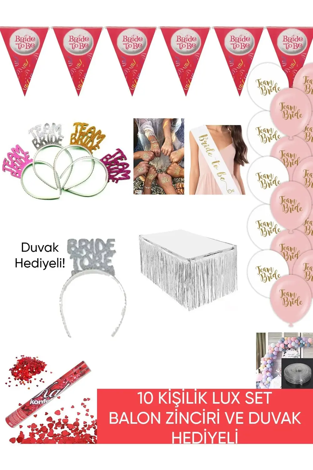 Bride To Be Parti Seti Bekarlığa Veda Partisi Seti Lux Konfetili
