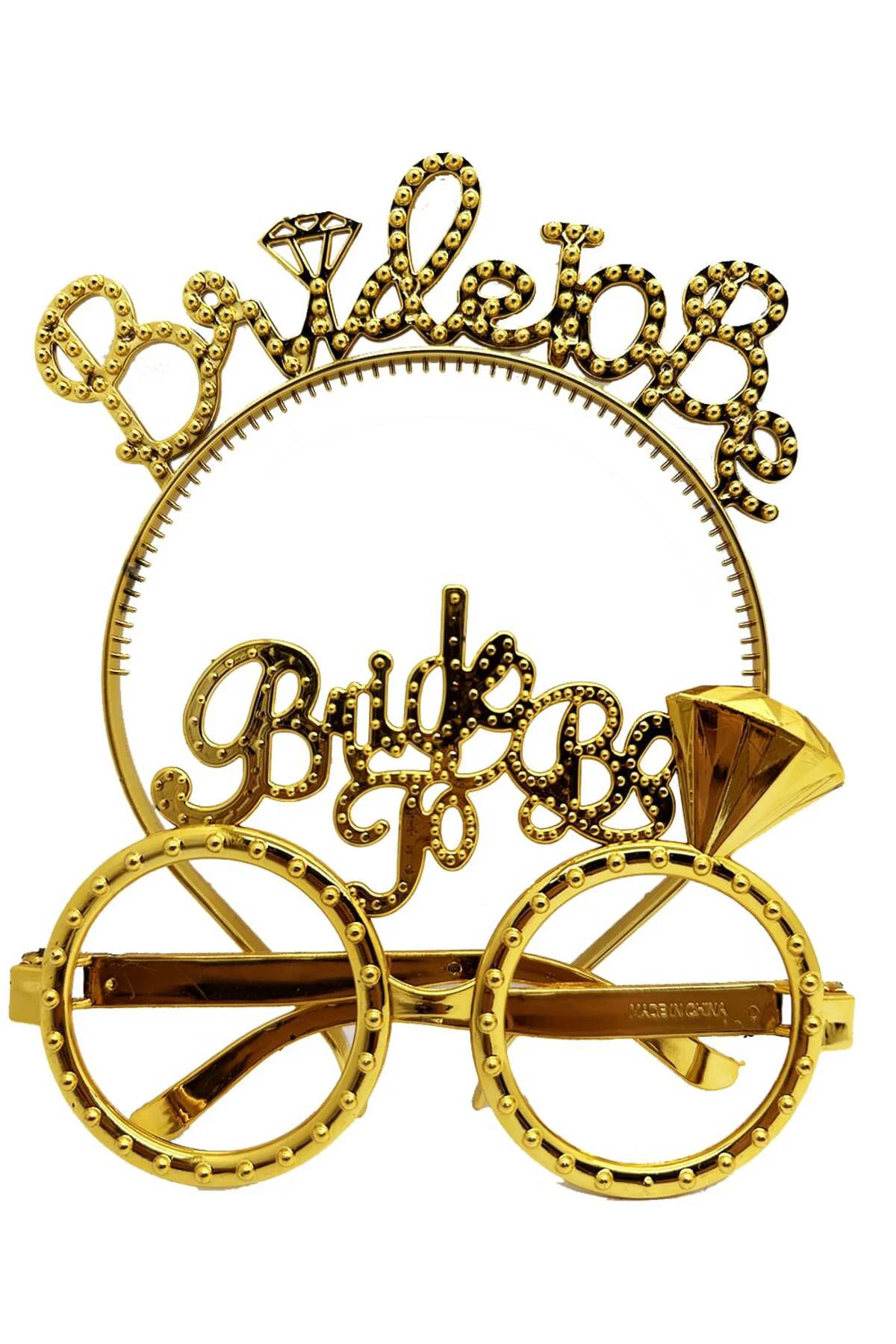 Bride To Be Yazılı Taç ve Bride To Be Yazılı Gözlük Seti Altın Renk  GO506089Gosa4668