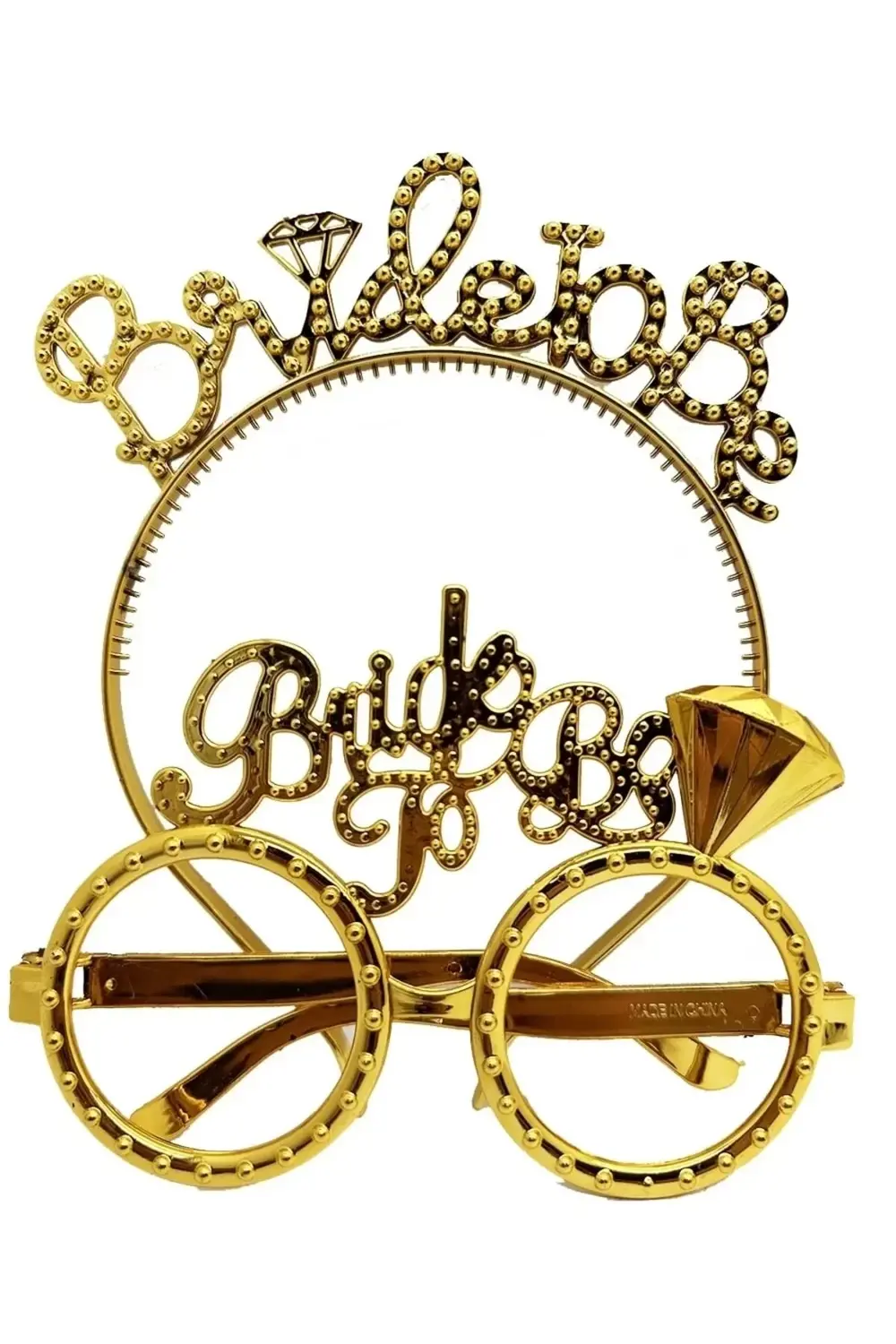 Bride To Be Yazılı Taç Ve Bride To Be Yazılı Gözlük Seti Altın Re