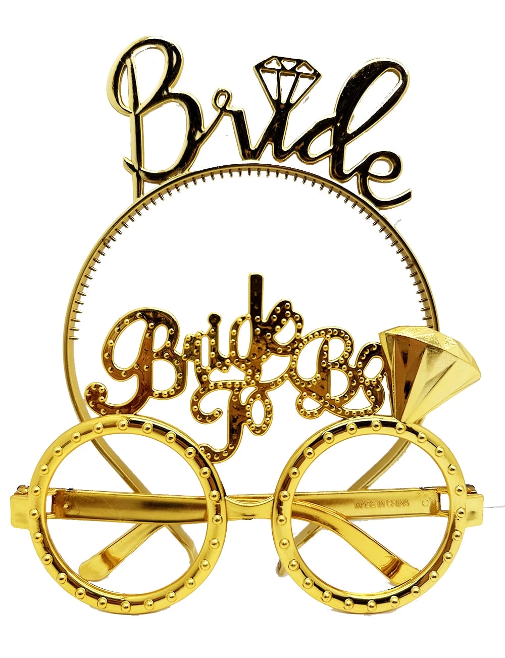 Bride Yazılı Taç Ve Bride To Be Yazılı Gözlük Seti Altın Renk Bride Yazılı Taç Ve Bride To Be Yazılı Gözlük Seti Altın Renk