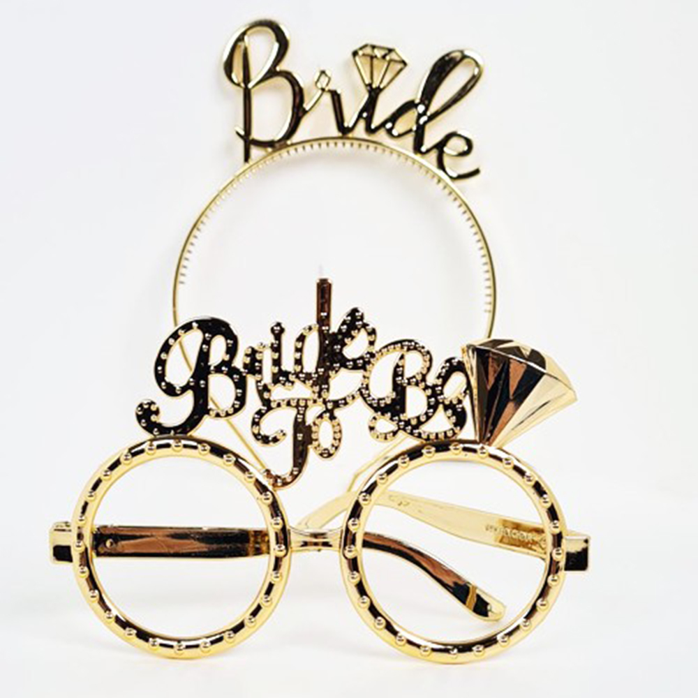 BrideYazılıTaçveBrideToBeYazılıGözlükSetiAltınRenk BrideYazılıTaçveBrideToBeYazılıGözlükSetiAltınRenk