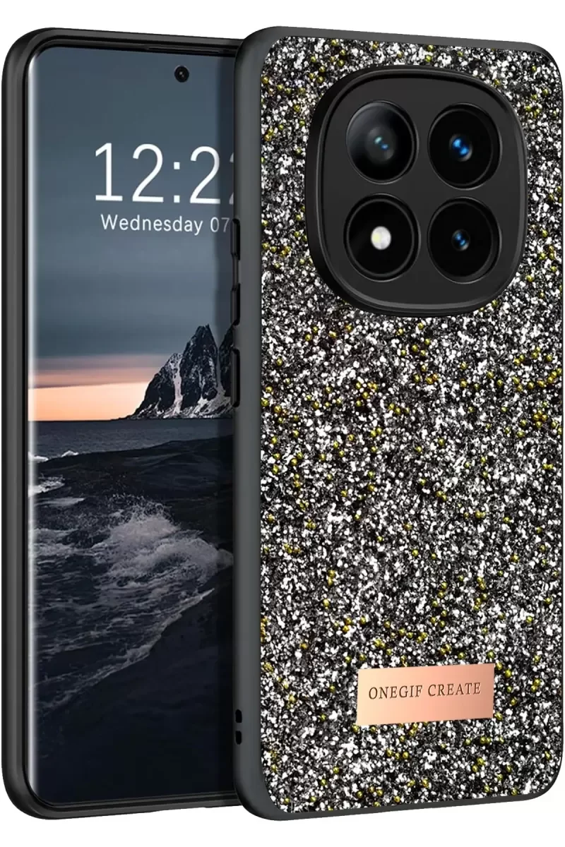 Bright Simli Kapak - Gümüş Boncuk İşlemeli Telefon Kılıfı