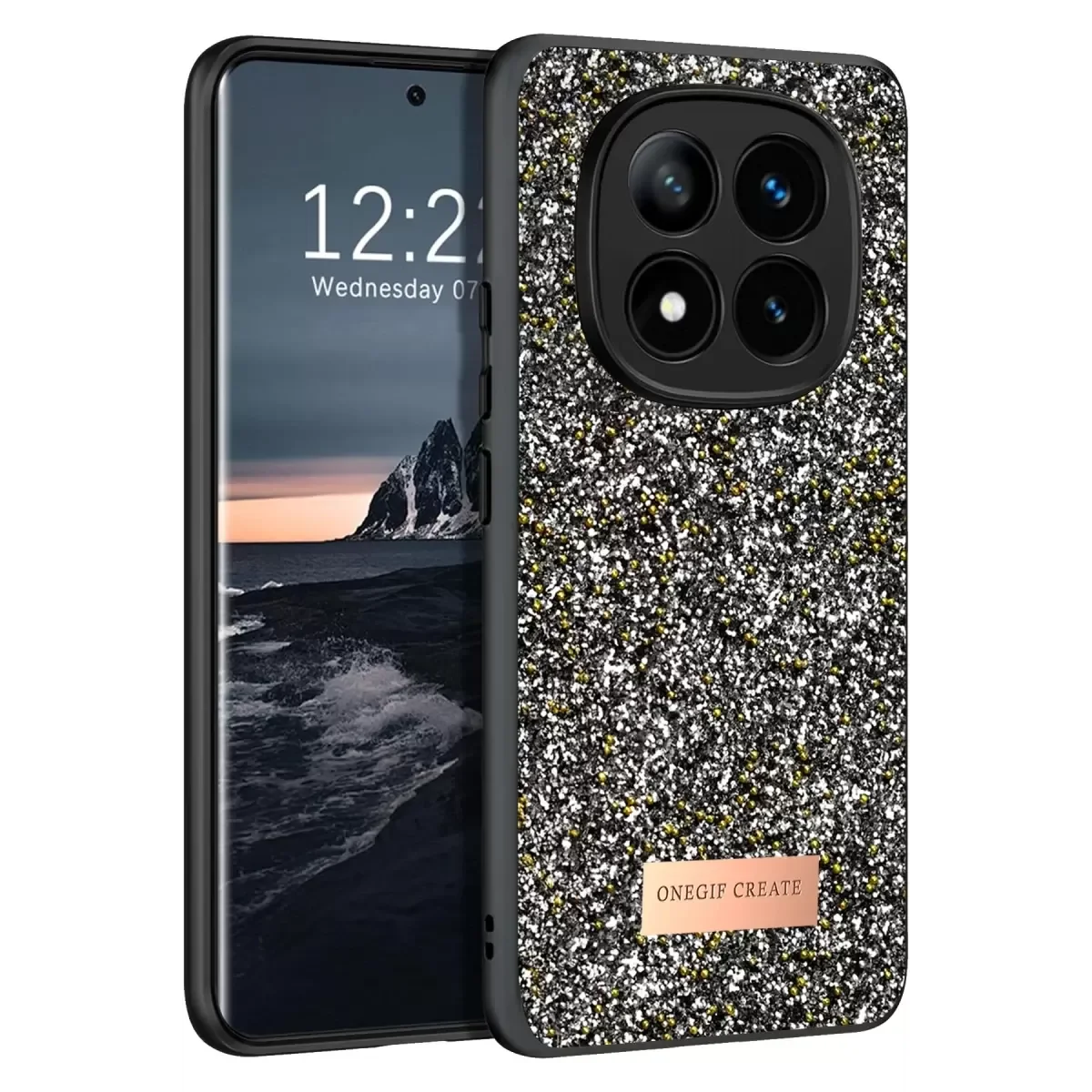 Bright Simli Kapak - Gümüş Boncuk İşlemeli Telefon Kılıfı