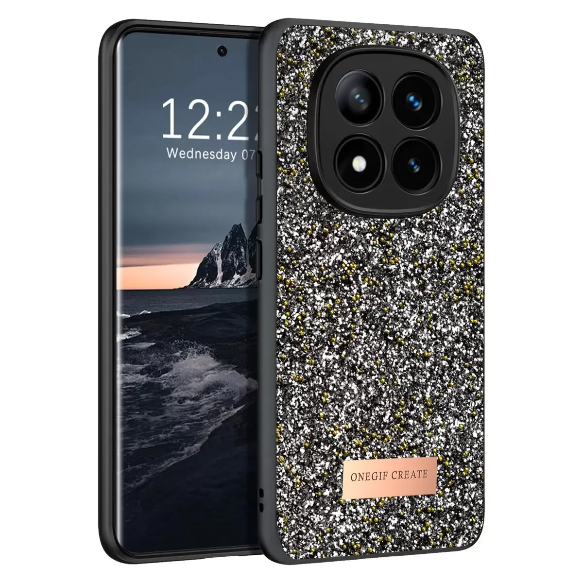 Bright Simli Kapak - Gümüş Boncuk İşlemeli Telefon Kılıfı