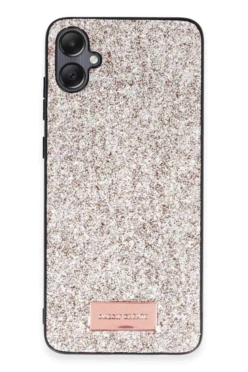 Bright Simli Kapak - Gold - Samsung Galaxy A05 ile Uyumlu Boncuk İşlemeli Şık Telefon Kılıfı